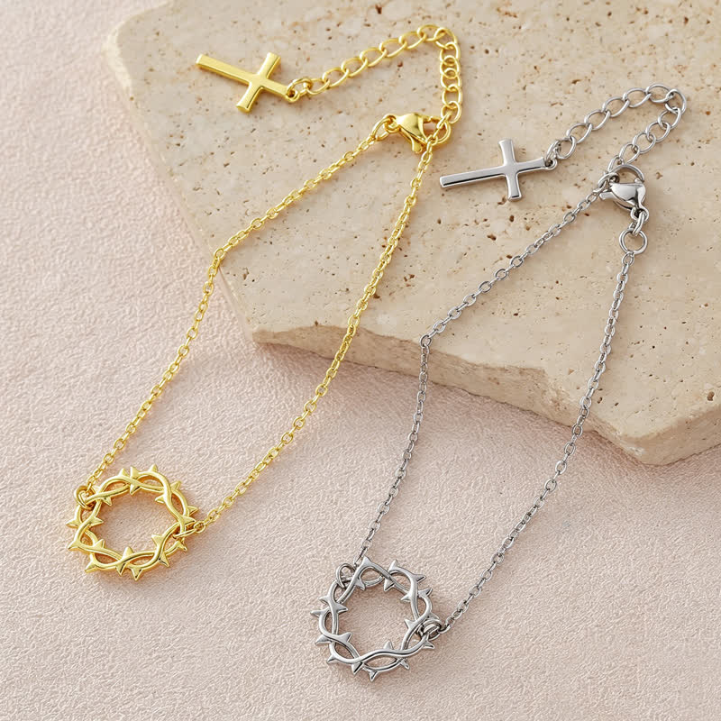 Christianartworkshop Crown of Thorns & Cross Copper Chain Bracelet: Token of Gentle Divine Comfort - image 2