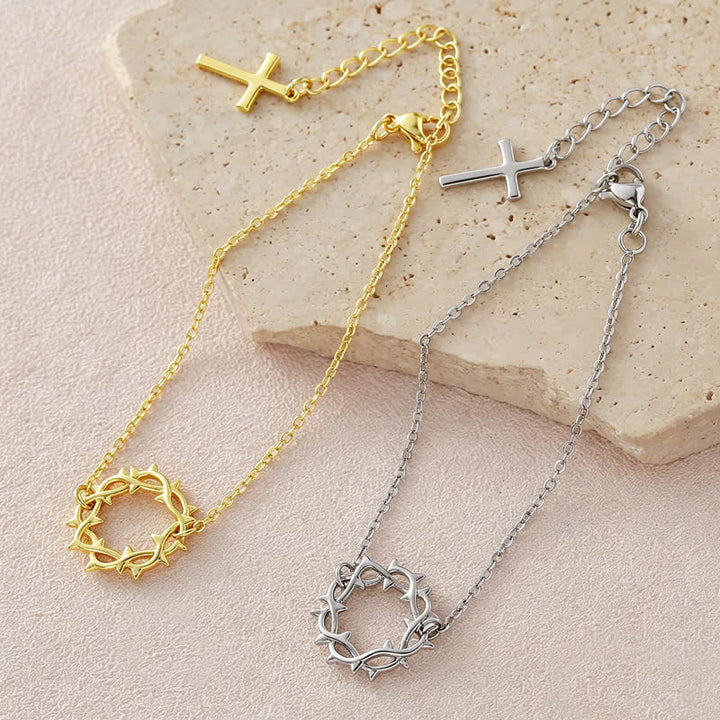 Christianartworkshop Crown of Thorns & Cross Copper Chain Bracelet: Token of Gentle Divine Comfort - image 2
