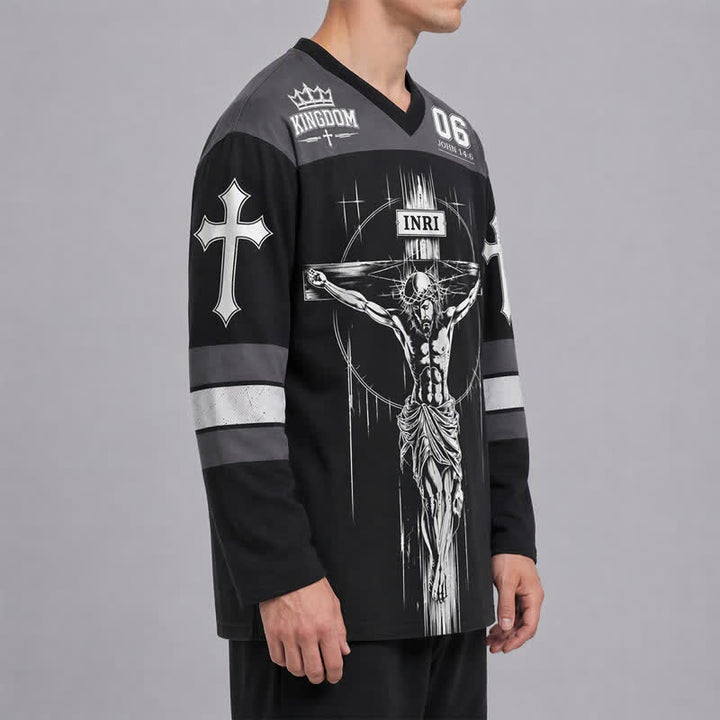 Christianartworkshop Walk By Faith Black Streetwear Hockey Jersey - image 6