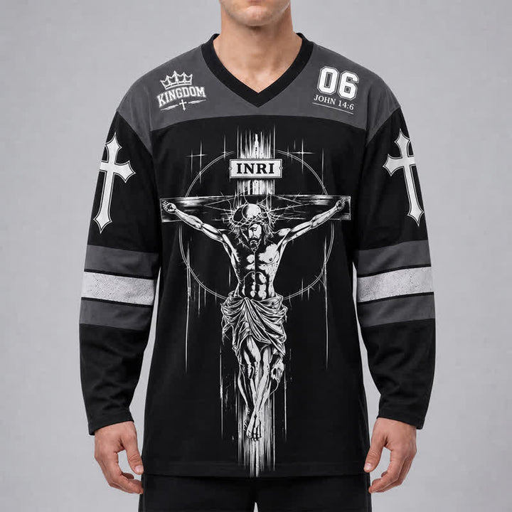 Christianartworkshop Walk By Faith Black Streetwear Hockey Jersey - image 3
