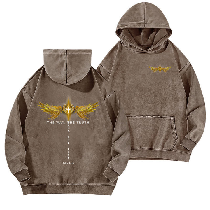 Christianartworkshop The Way The Truth And The Life Washed Hoodie - Coffee - 5XL - image 9