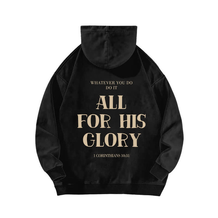 Christianartworkshop All For His Glory Verse Print Beige Washed Hoodie - image 4