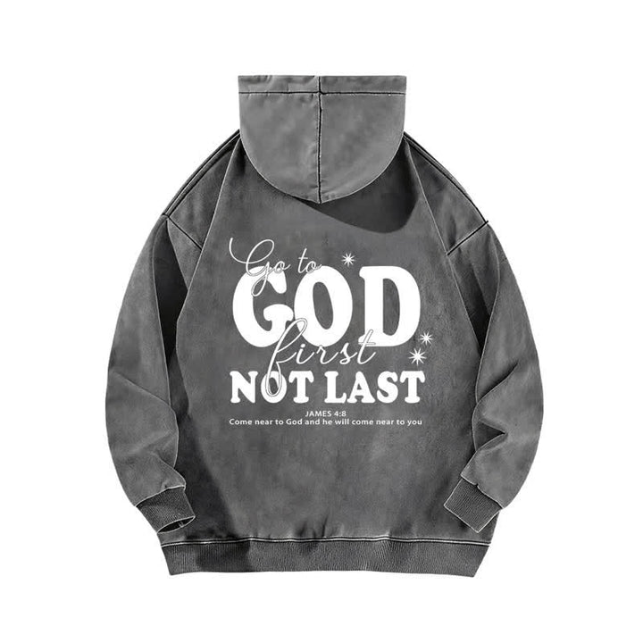 Christianartworkshop Go To God First Not Last Beige Washed Hoodie - image 10