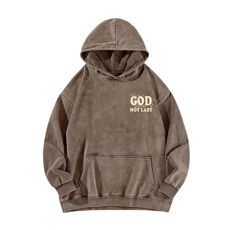 Christianartworkshop Go To God First Not Last Beige Washed Hoodie - image 17