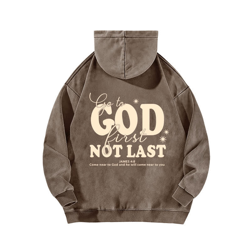 Christianartworkshop Go To God First Not Last Beige Washed Hoodie - image 16