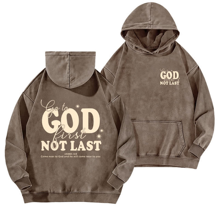 Christianartworkshop Go To God First Not Last Beige Washed Hoodie - Coffee - 5XL - image 15