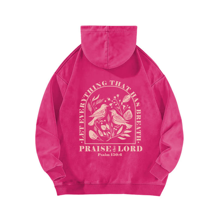Christianartworkshop Praise The Lord Botanical Bird Beige Washed Hoodie - image 16