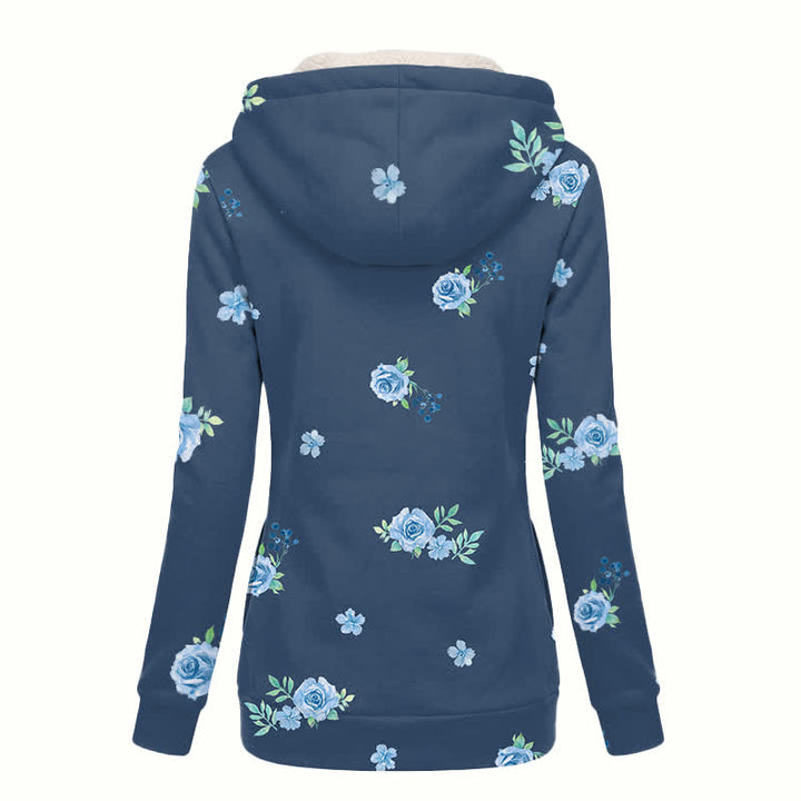 Christianartworkshop Navy Rose Cross Hooded Women's Fleece Coat - image 1