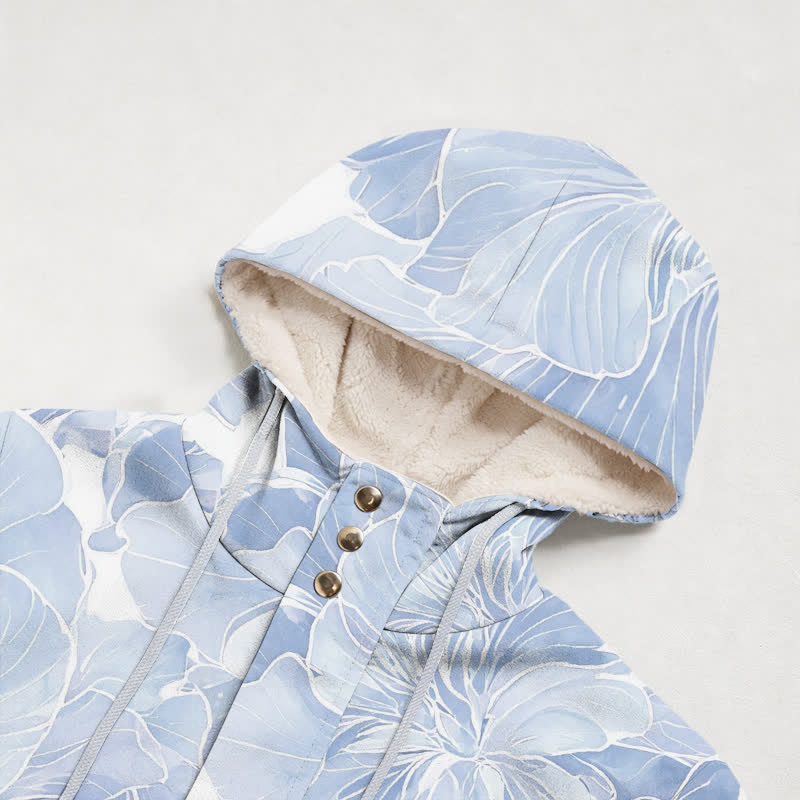 Christianartworkshop God Is Always On Time Blue Floral Hooded Fleece Coat - image 2