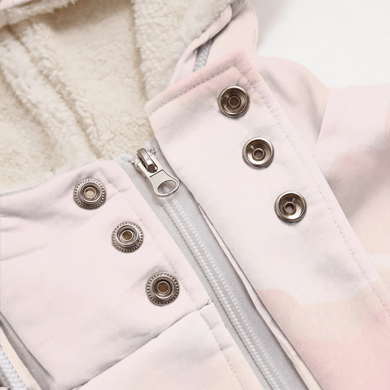 Christianartworkshop Blush Floral Hooded Sherpa Lined Women's Fleece Coat - image 3