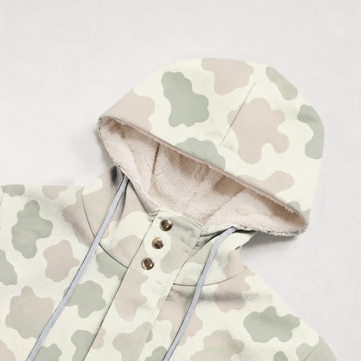 Christianartworkshop Neutral Camo Cross Charm Hooded Women's Fleece Coat - image 2