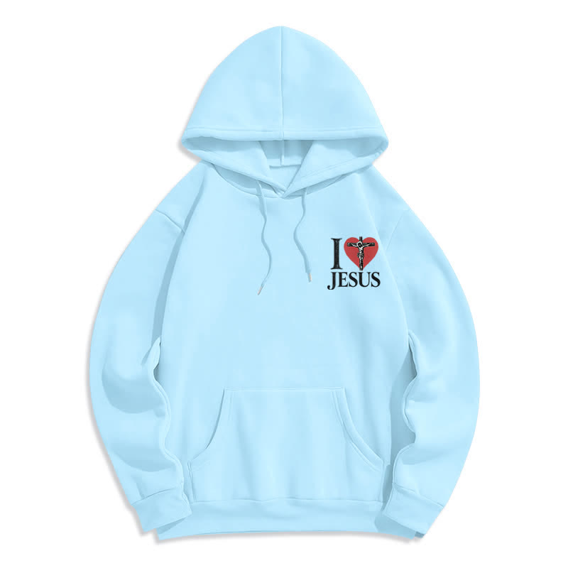 Christianartworkshop I Love Jesus Heart Cross Fleece Lined Hoodie - image 17
