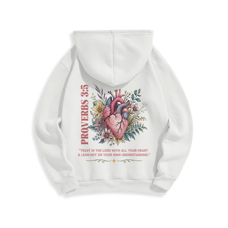 Christianartworkshop Proverbs 3:5 Floral Heart Streetwear Fleece Lined Hoodie - image 1