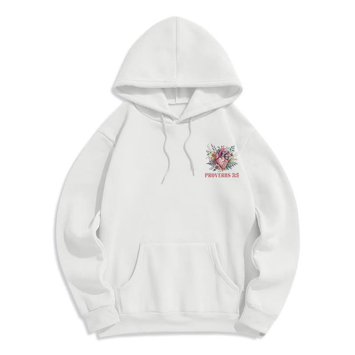 Christianartworkshop Proverbs 3:5 Floral Heart Streetwear Fleece Lined Hoodie - image 2