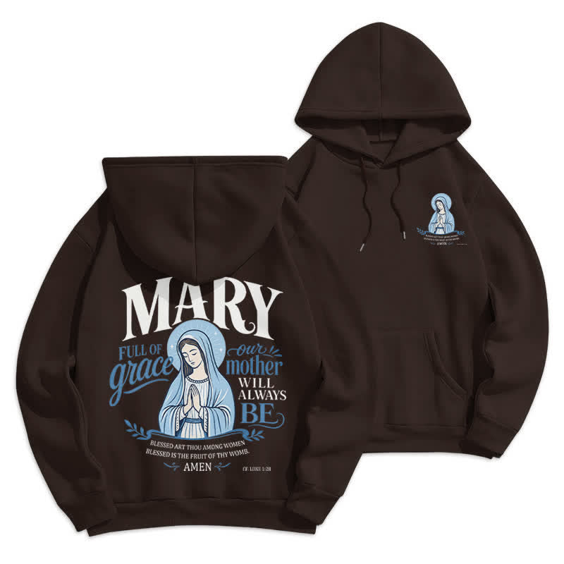 Christianartworkshop Mary Full Of Grace White Streetwear Fleece Lined Hoodie - Brown - 2XL - image 3