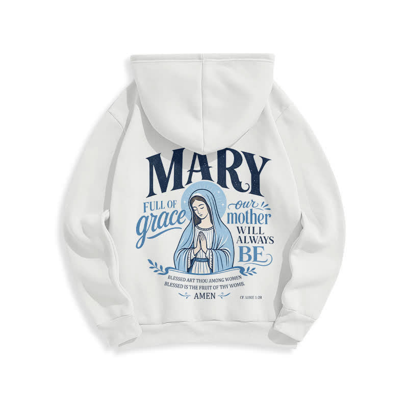 Christianartworkshop Mary Full Of Grace White Streetwear Fleece Lined Hoodie - image 1