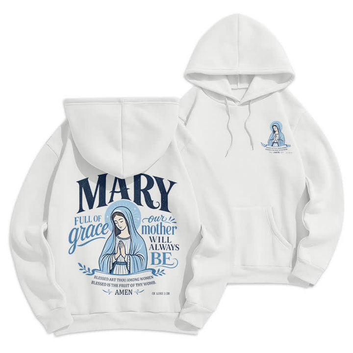 Christianartworkshop Mary Full Of Grace White Streetwear Fleece Lined Hoodie - White - 2XL - image 0
