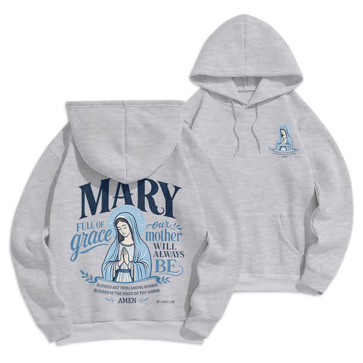 Christianartworkshop Mary Full Of Grace White Streetwear Fleece Lined Hoodie - Grey - 2XL - image 12