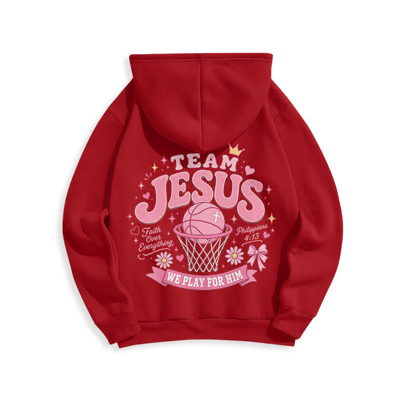 Christianartworkshop Team Jesus Basketball Streetwear Fleece Lined Dark Green Hoodie - image 10