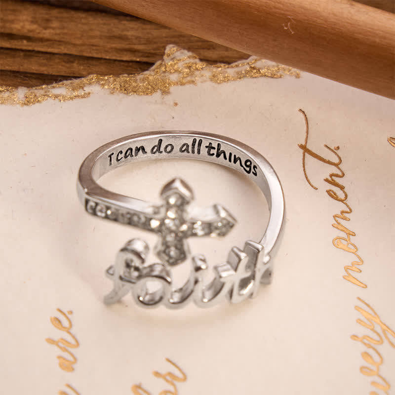Christianartworkshop I Can Do All Things Engraved Faith Cross Ring: Token of Gentle Divine Strength - image 3
