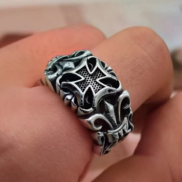 Christianartworkshop Ornate Engraved Cross Adjustable Ring: Sign of Enduring Divine Protection - Metallic( Suitable for US Sizes 6-9 ) - image 4