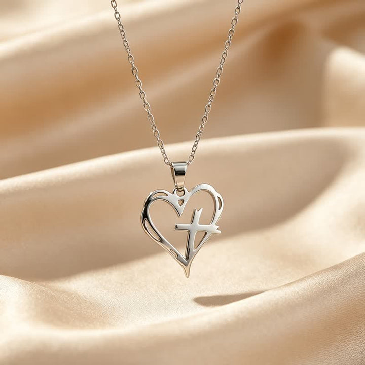 Christianartworkshop Minimal Polished Heart Cross Stainless Steel Pendant: Emblem of Holy Heavenly Favor - image 2