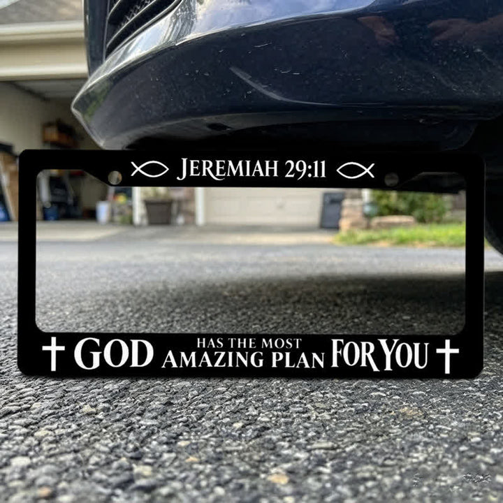 Christianartworkshop Sacred Cross & Ichthys Metal Car Frame: Witness of Divine Providence - image 6