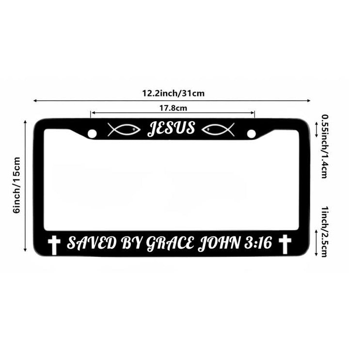 Christianartworkshop Sacred Ichthys & Cross Scripture Metal Car Frame: Witness of Graceful Salvation - image 7