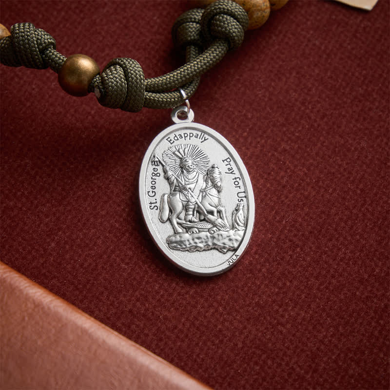 Christianartworkshop Earthy Picture Stone Paracord Rosary With St. George Medal & Antique Crucifix - image 8
