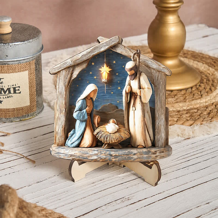 Christianartworkshop Polished Wooden Nativity Scene Tabletop Decor: Emblem of Holy Heavenly Favor - Nativity F - image 12