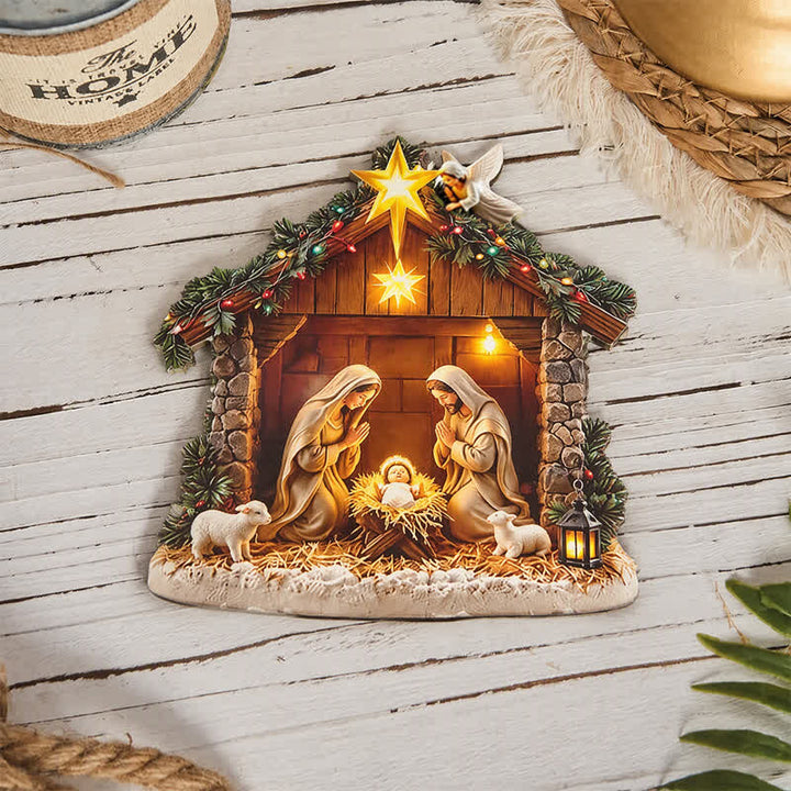 Christianartworkshop Polished Wooden Nativity Scene Tabletop Decor: Emblem of Holy Heavenly Favor - image 7