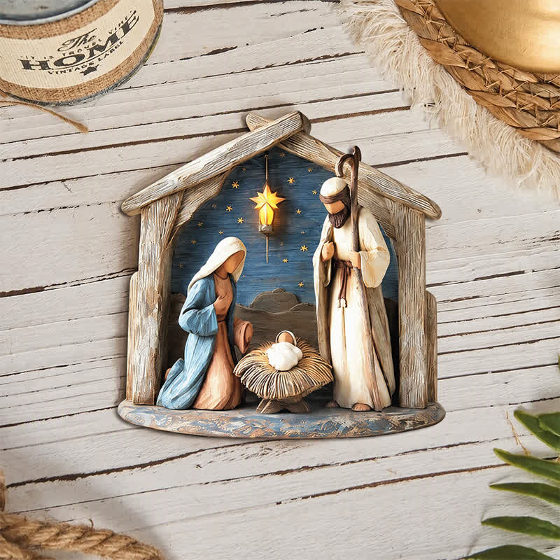 Christianartworkshop Polished Wooden Nativity Scene Tabletop Decor: Emblem of Holy Heavenly Favor - image 13