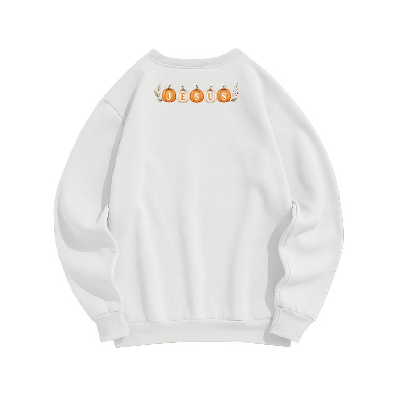 Christianartworkshop Jesus Autumn Pumpkin Graphic Cozy Fleece Sweatshirt - image 2