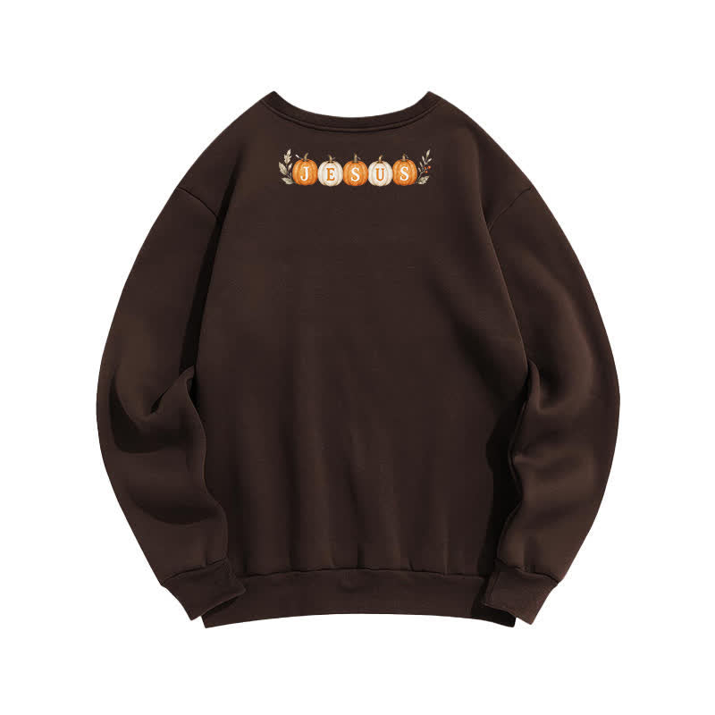 Christianartworkshop Jesus Autumn Pumpkin Graphic Cozy Fleece Sweatshirt - image 8