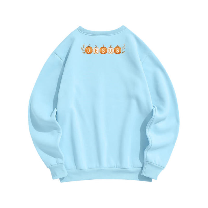 Christianartworkshop Jesus Autumn Pumpkin Graphic Cozy Fleece Sweatshirt - image 14