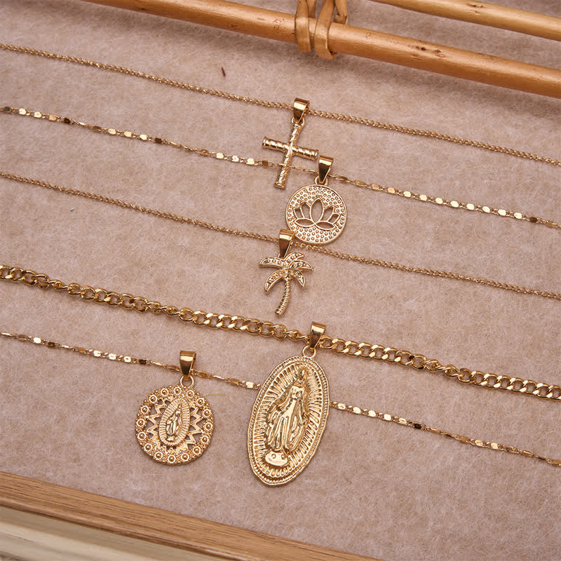 Christianartworkshop Ornate Jeweled Our Lady & Cross Layered Necklace: Token of Divine Guardianship - image 2