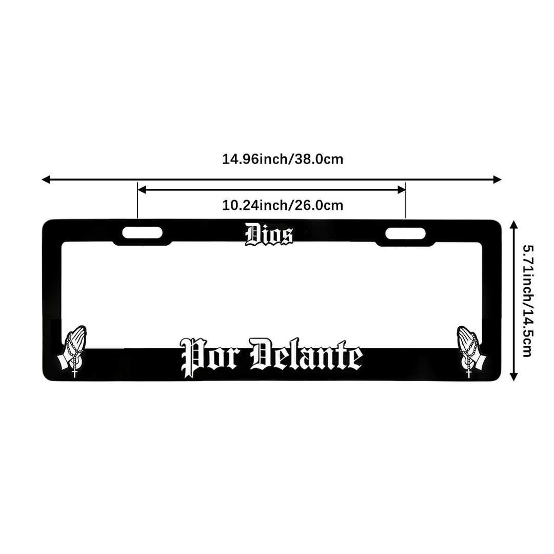 Christianartworkshop Dios Por Delante License Plate Frame with Praying Hands: Token Of Peaceful Daily Spiritual Serenity - image 11