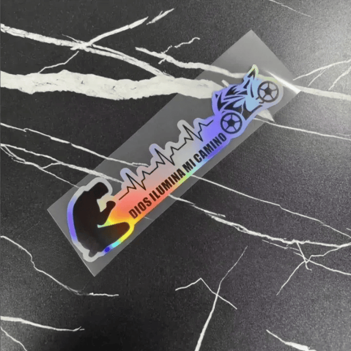 Christianartworkshop Spanish Blessing Cross Heartbeat Car Sticker: Token of Gentle Divine Light - Holographic - Motor - Set of 10 - image 8