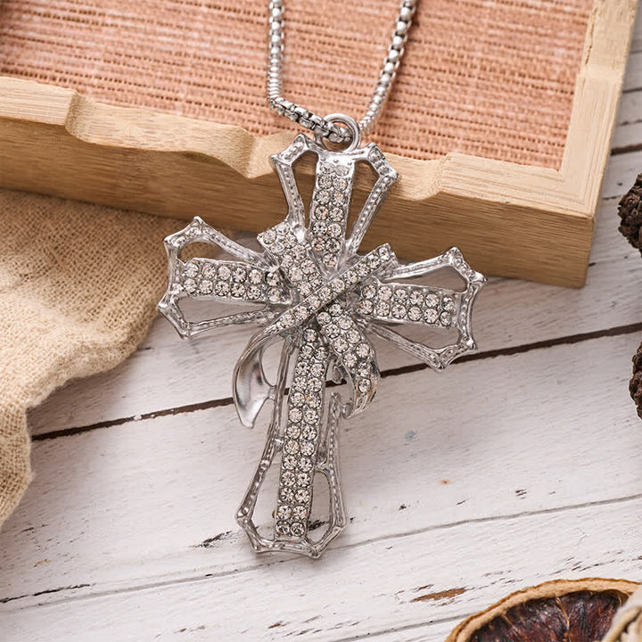 Christianartworkshop Luxe Jeweled Hollow Cross Box Chain Necklace: Icon of Quiet Heavenly Serenity - image 7