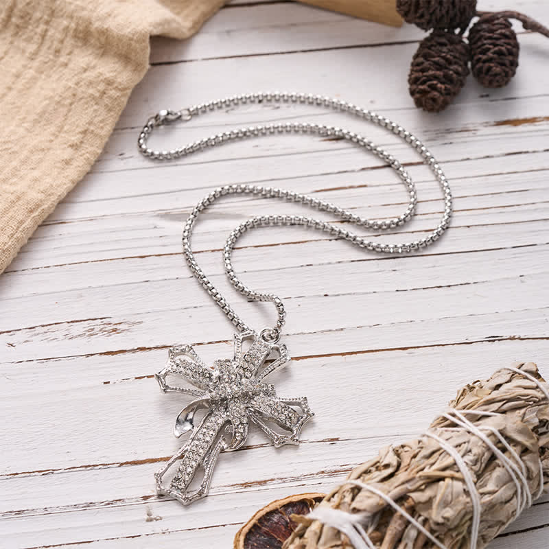 Christianartworkshop Luxe Jeweled Hollow Cross Box Chain Necklace: Icon of Quiet Heavenly Serenity - image 6