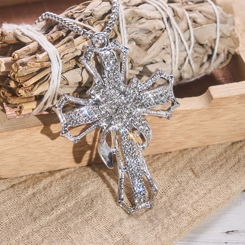 Christianartworkshop Luxe Jeweled Hollow Cross Box Chain Necklace: Icon of Quiet Heavenly Serenity - image 8