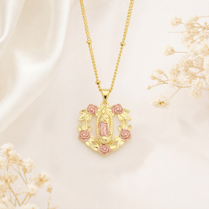 Christianartworkshop Devotion Inspired Enamel Copper St. Jude & Our Lady of Guadalupe Necklace - image 5