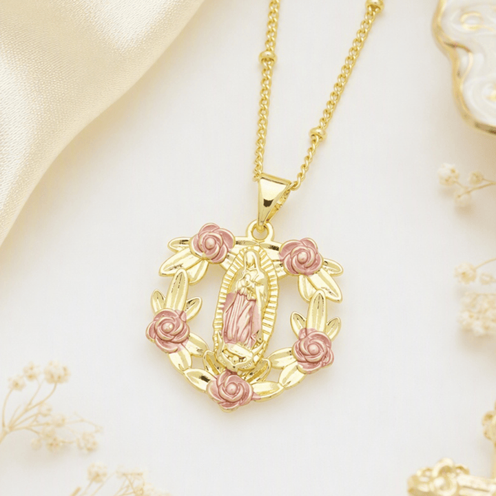 Christianartworkshop Devotion Inspired Enamel Copper St. Jude & Our Lady of Guadalupe Necklace - image 6