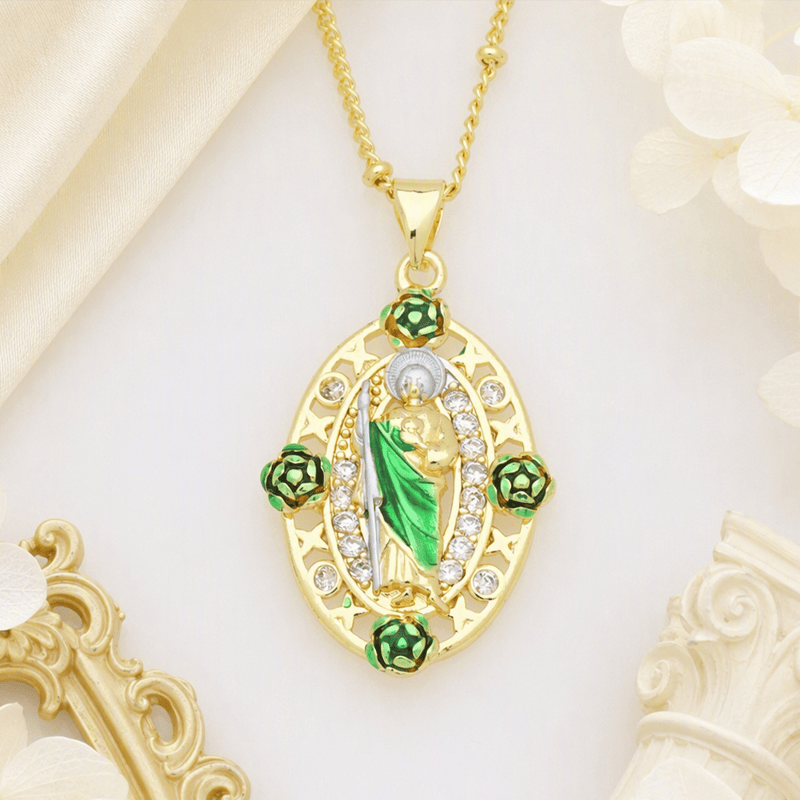Christianartworkshop Devotion Inspired Enamel Copper St. Jude & Our Lady of Guadalupe Necklace - St. Jude A - image 7