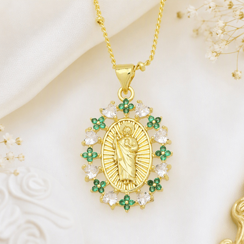 Christianartworkshop Devotion Inspired Enamel Copper St. Jude & Our Lady of Guadalupe Necklace - St. Jude C - image 14