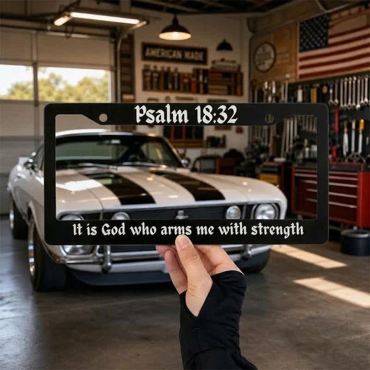 Christianartworkshop Psalm 18:32 Scripture Metal Car Frame: Emblem of Abiding Heavenly Strength - image 5