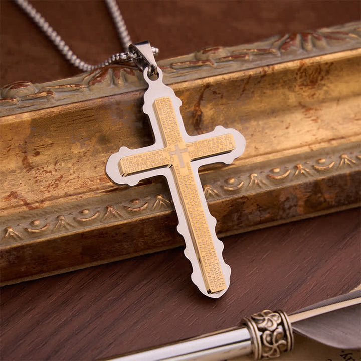 Christianartworkshop Curved Edge Prayer Verse Cross Necklace: Sacred Chest Marker of Heavenly Grace - image 3