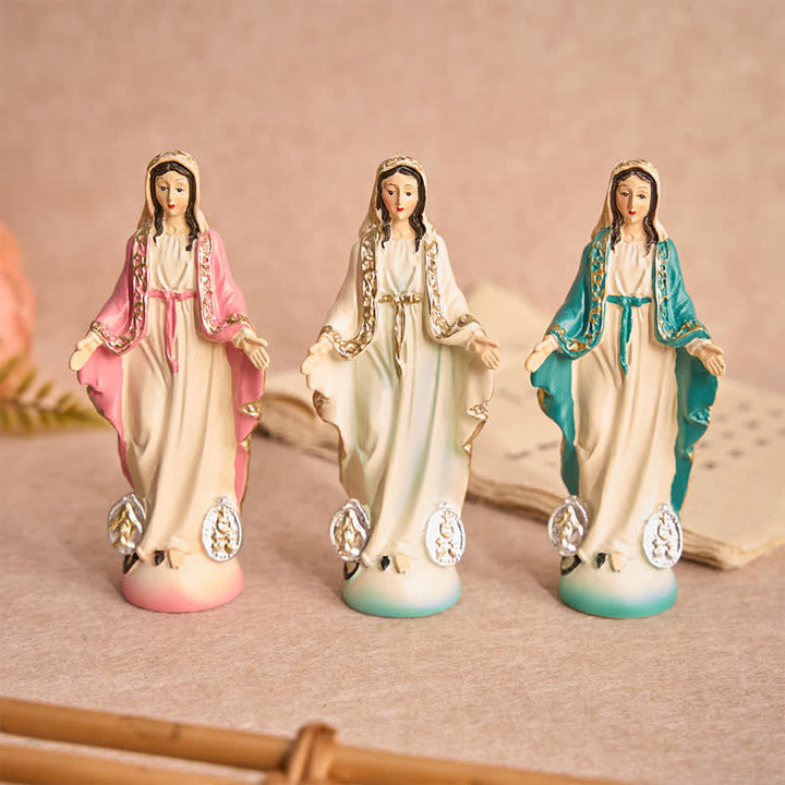 Christianartworkshop Miraculous Medal Our Lady Resin Figurine: Emblem of Gentle Heavenly Blessings - image 0