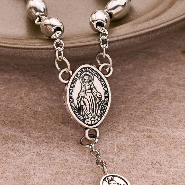 Christianartworkshop Embossed Alloy Rosary With Our Lady Miraculous Medal & Sacred Crucifix - image 9