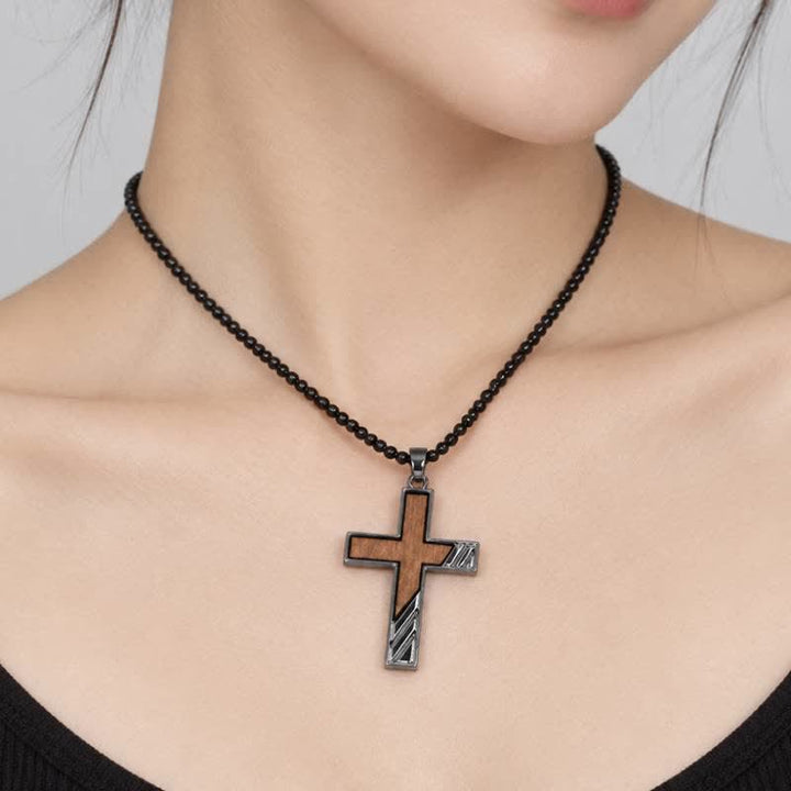 Christianartworkshop Sturdy Zinc Alloy Wood Cross Necklace: Heavenly Reminder for Daily Wear - image 4